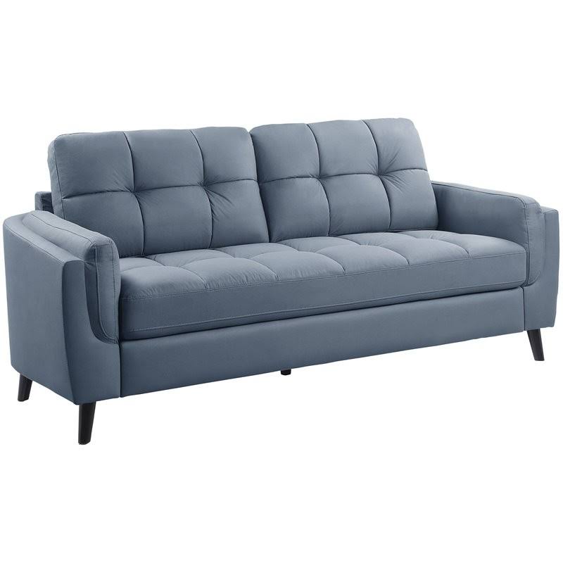 Lexicon Dorelle Modern Contemporary Microfiber Tufted Sofa in Blue and Black - 9340BU-3