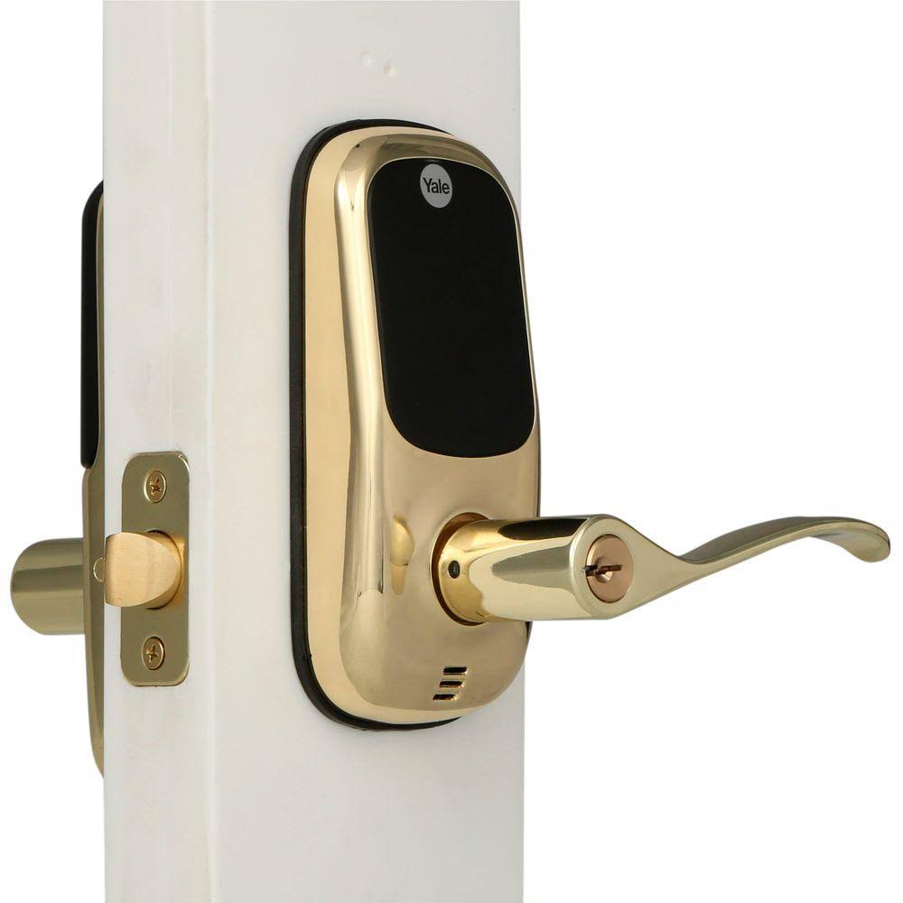 Yale Real Living Standalone Touchscreen Lever Lock Polished Brass