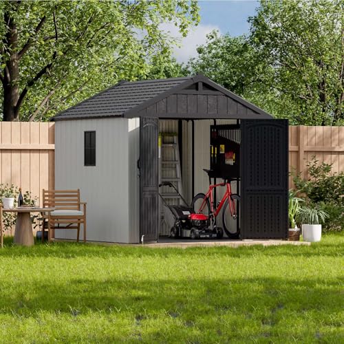 Patiowell 6x4 FT Plastic Outdoor Storage Shed, Resin Shed Perfect to Store Patio Furniture, GardenTools Bike Accessories, Beach Chairs and Lawn Mower
