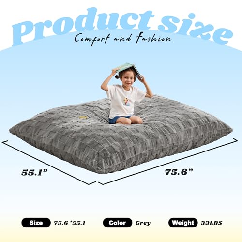 Hobestluk 3 in 1 Bean Bag Chair Giant Bean Bag Chairs Convertible Bean Bag Floor Cushion with Machine Washable Cover
