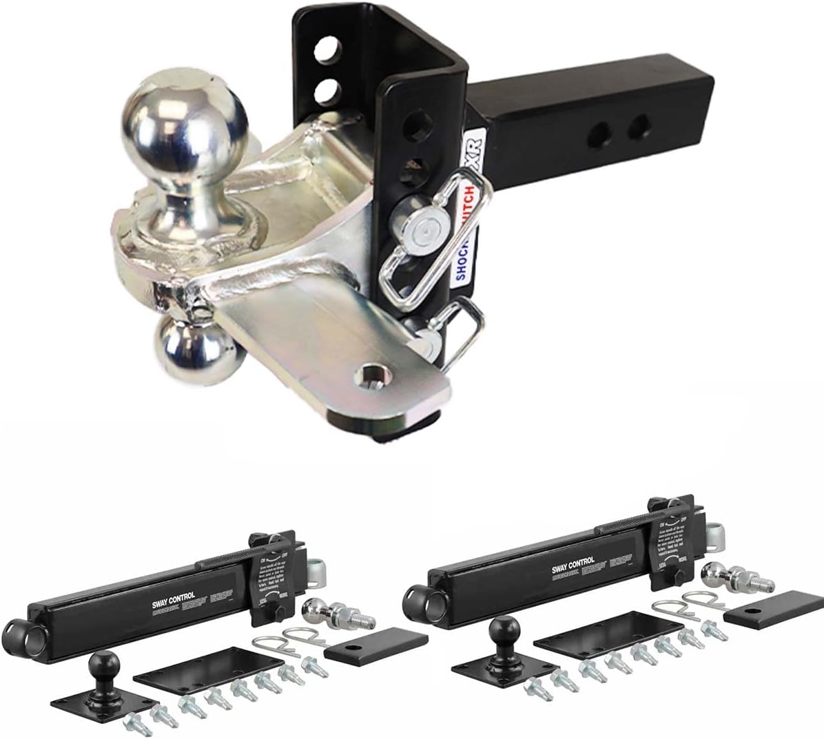 Shocker XR Adjustable Hitch Combo Ball & Sway Control Towing Kit, Fits 3" Hitch 1 Sway Arm Kit