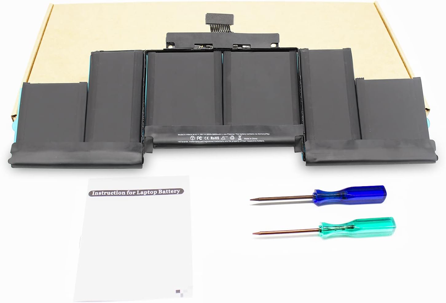 A1494 A1618 Battery Only for (Mid 2015, Mid 2014, Late 2013) A1398 - Puredick Replacement Battery for 15-inch A1398