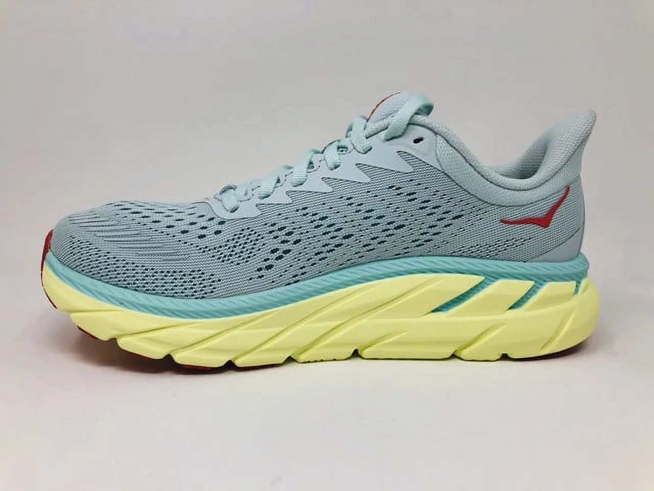 HOKA Women's Clifton 7 Road Running Shoes, Morning Mist/Hot Coral, 10.5 B(M) US