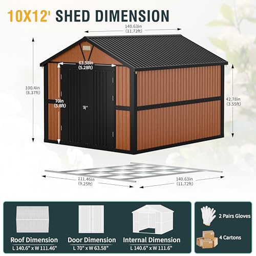 Outdoor Storage Shed, 5x3 Ft Metal Steel Tiny House with Lockable Door, Vertical Outside Storage Building for Garden, Backyard, Lawn, Patio Utility
