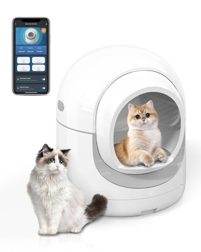Self-Cleaning Cat Litter Box, 85L Extra Large Automatic Cat Litter Box with APP Control, Safety Protection, Odor-Removal &Weight Monitoring