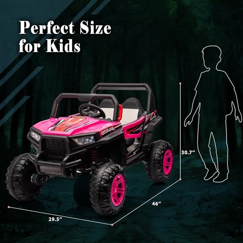 24V Ride on Car Kids Side by Side with Remote Control, 2 Seater 4WD Kids UTV Off-Road Power Wheels