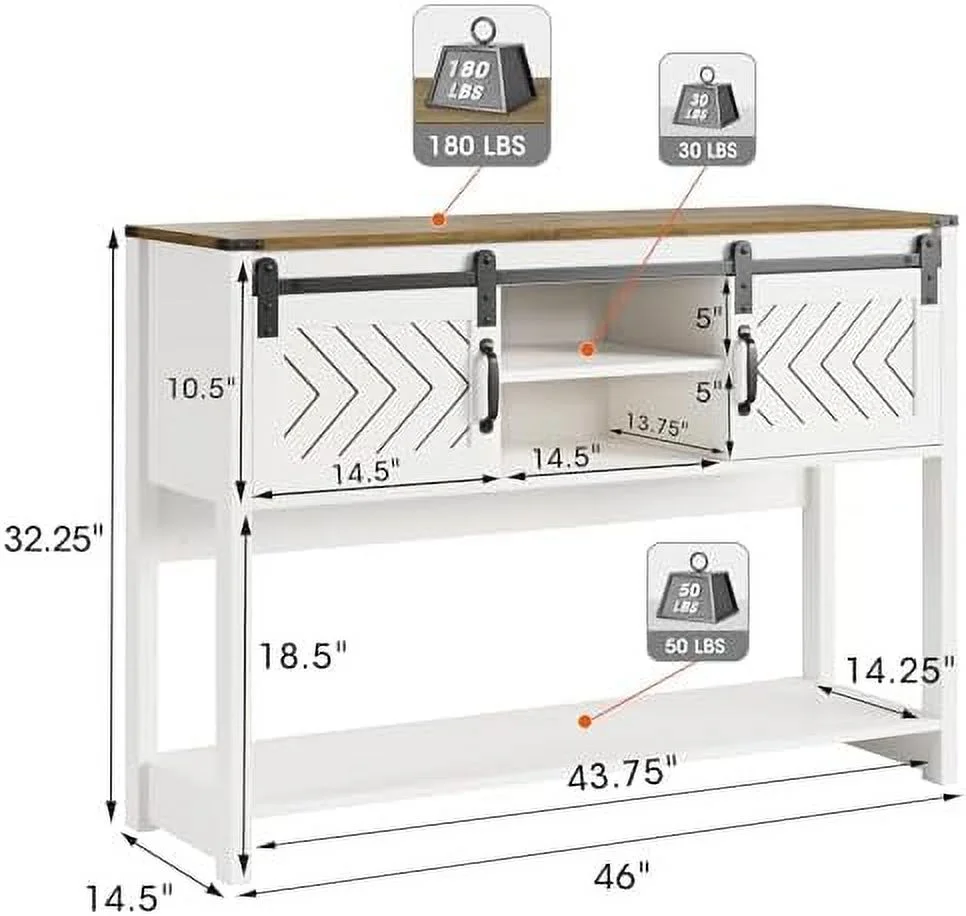 TJUNBOLIFE Farmhouse Entryway Table with   46"
