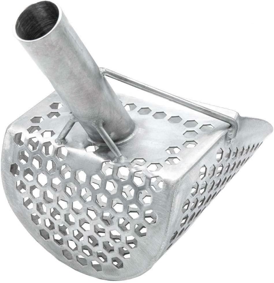 CKG Sand Scoop for Metal Detecting 304 Stainless Steel Shovel for Beach Underwater Treasure Hunting + Carbon Handle Pole Scoops Shovel Rod with Long