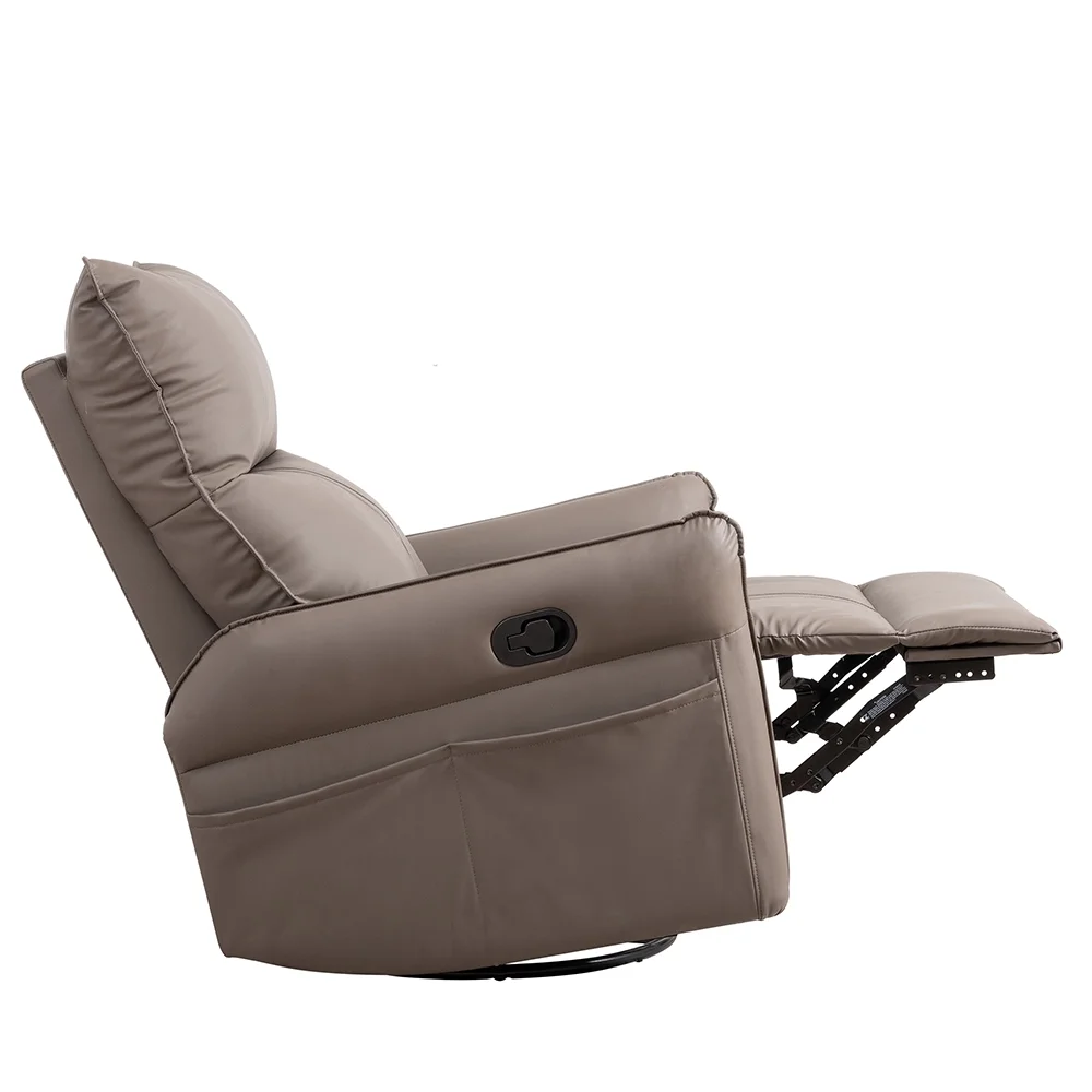 High Back Rocking Chair, Nursery Chair with Side Pocket, 360 Degree Swivel Single Sofa Chair, Lazy Sofa Balcony Reclining Chair