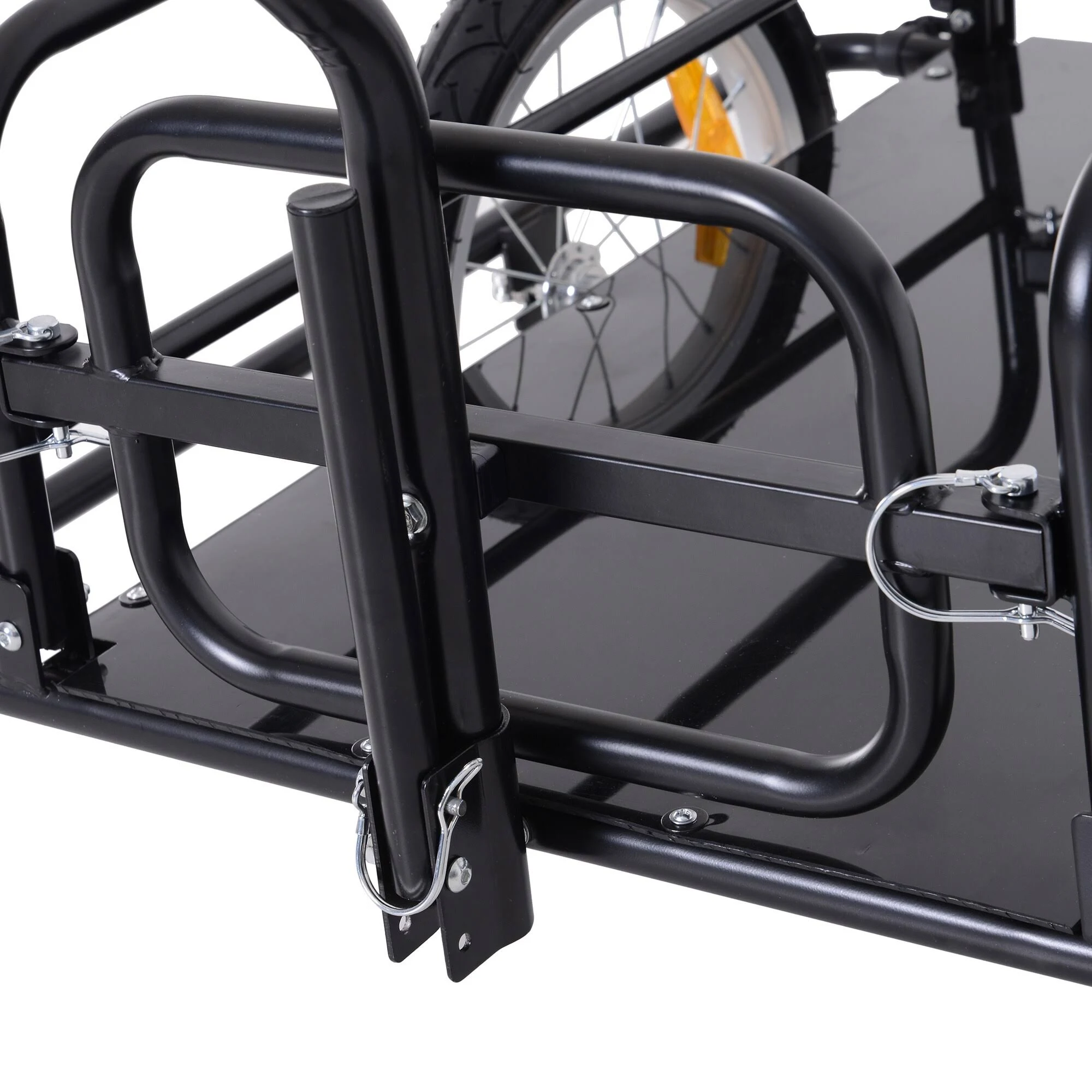 Aosom Folding Bike Cargo Trailer Cart with Seat Post Hitch (Black)