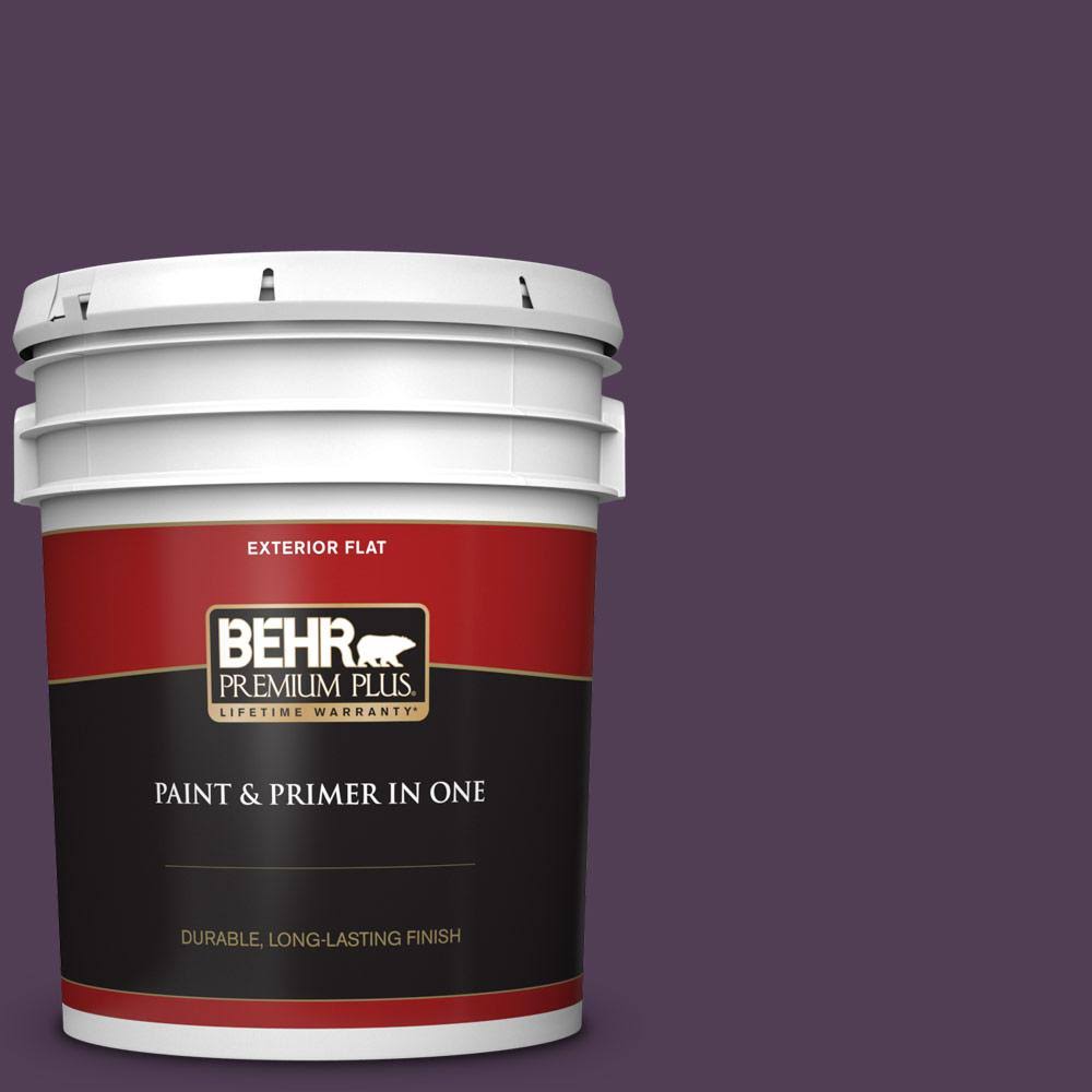 BEHR Premium Plus 5 gal. #S-H-690 Interlude Flat Exterior Paint and Primer in One
