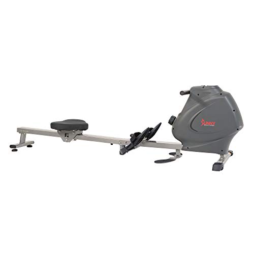 Sunny Health & Fitness Multi-Function Premium Magnetic Rowing Machine, Bicep Curls, Upward Rows, Seated Rows, Foldable Slide Rails, Digital Monitor