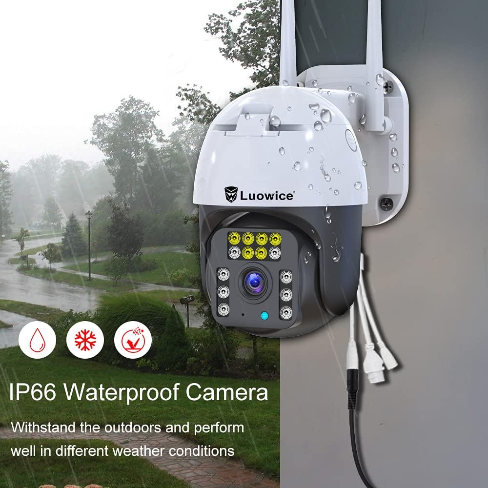 Luowice 5MP PTZ Security Camera Outdoor FHD WiFi IP Camera with Humaniod Detection, Auto Tracking, Color Night Vision, Pan and Tilt, Two Way Talk