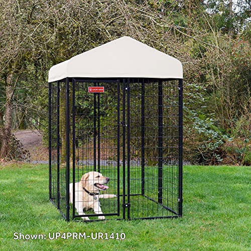 Stay Series 4 by 4 by 4.3 Feet Studio Jr. Black Powder Coat Steel Frame Outdoor Dog Kennel with Waterproof Canopy Roof and Gate Door, Khaki