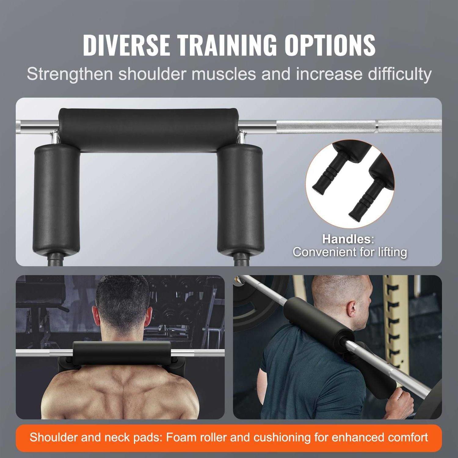 VEVOR Safety Squat Bar, 700 LBS Fitness Squat Olympic Bar, Safety Squat Bar Attachment with Shoulder and Arm Pads - Sports Supplies Online Store