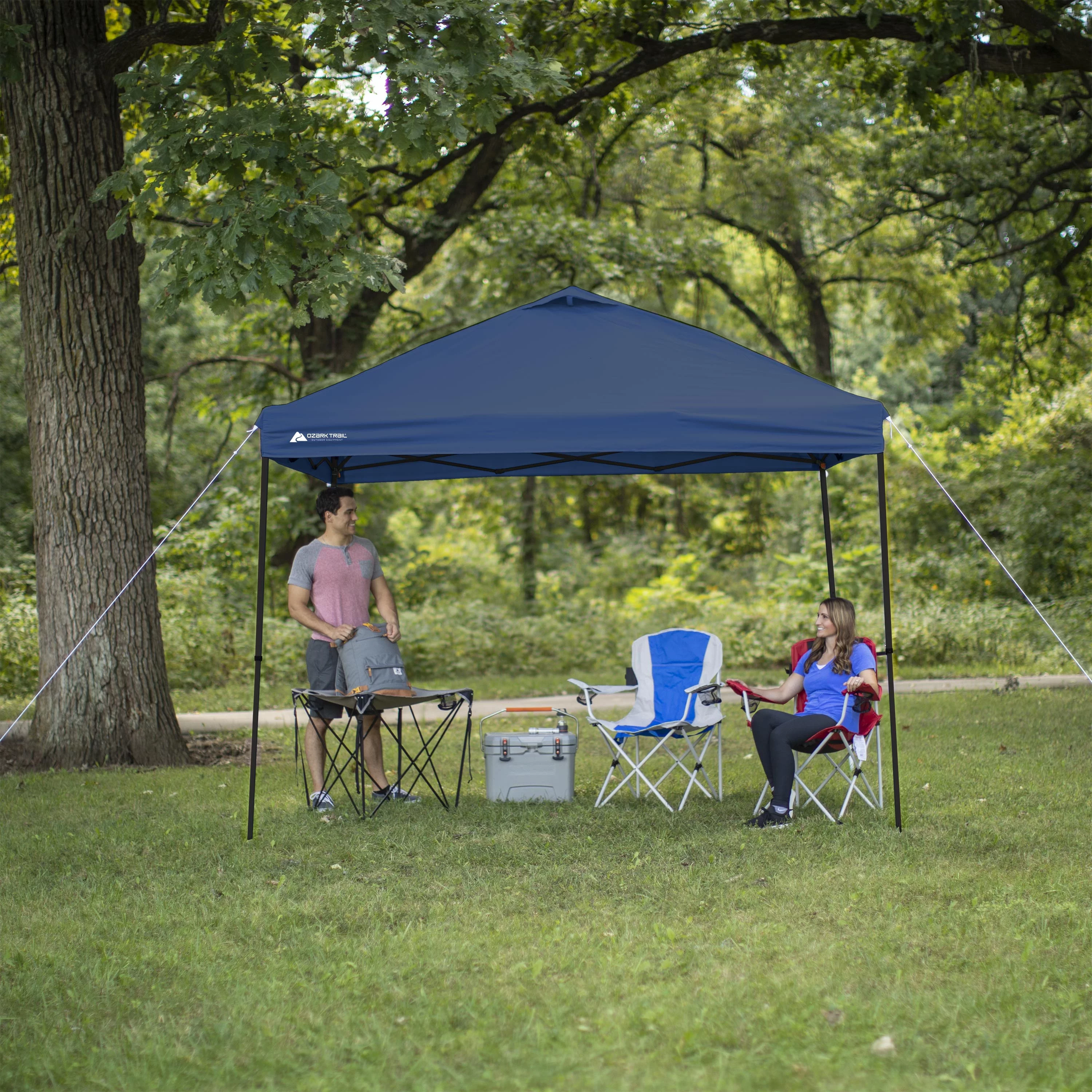 Ozark Trail Simple Push Straight Leg Instant Canopy, White, 10 ft x 10 ft