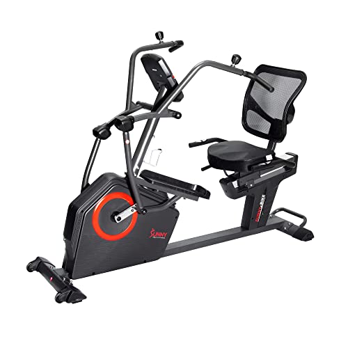 Sunny Health & Fitness Elite Recumbent Cross Trainer & Elliptical Machine with Arm Exercisers for Home Arm/Leg Training