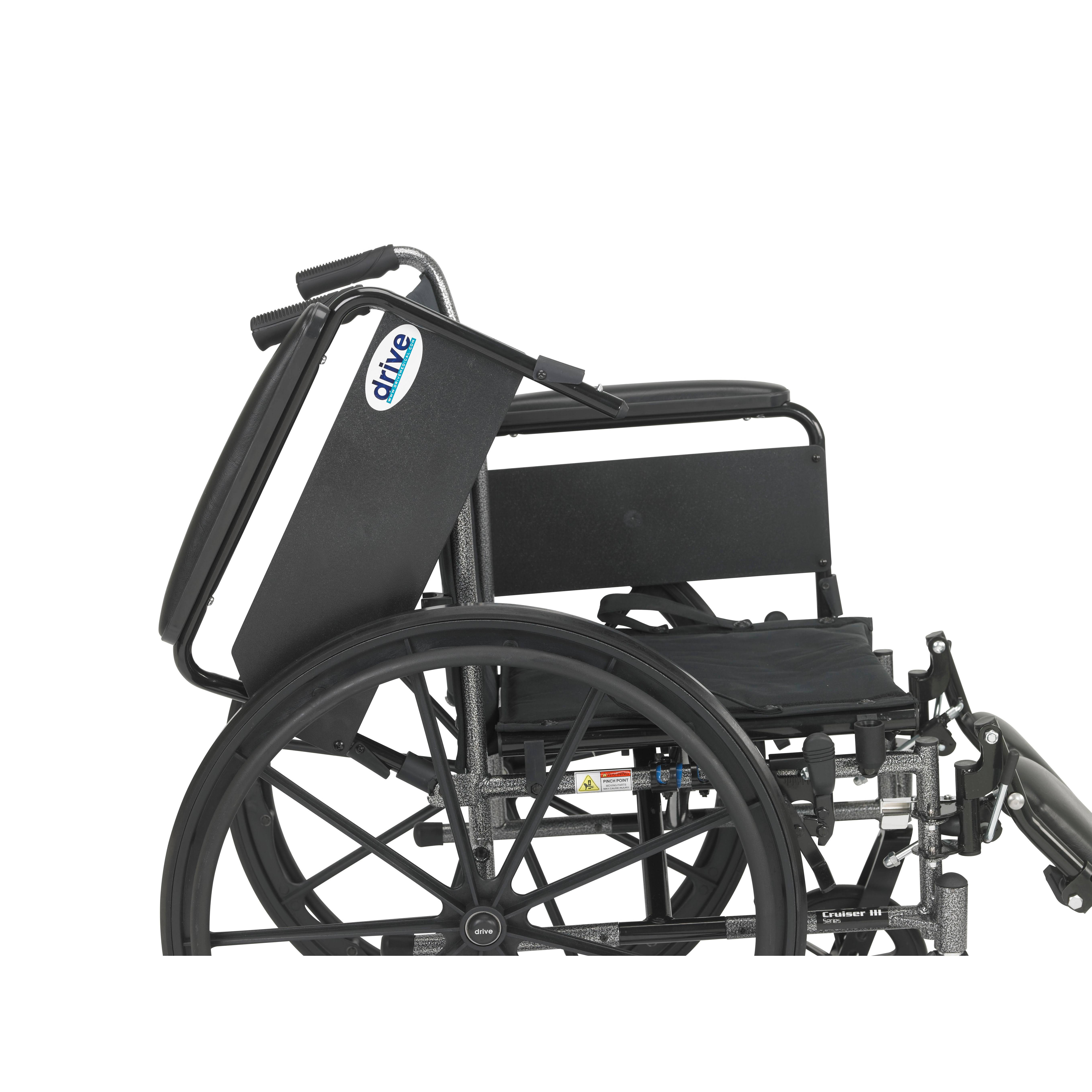 Drive Medical - Cruiser III Light Weight Wheelchair with Flip Back Removable Arms