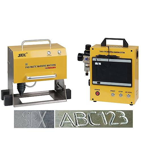 US Stock 100W Pneumatic Dot Peen Metal Engraving Machine Pneumatic Dot Peen Marking Machine Engraving Size 120x50mm(4.7X2inch) Depth 0.02-1 mm