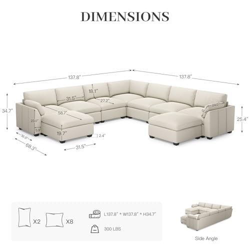 Belffin Extra Large Modular Sectional Sofa,106.3" 4-Seater L Shaped Couch,Velvet Convertible Sectional Couches for Living Room