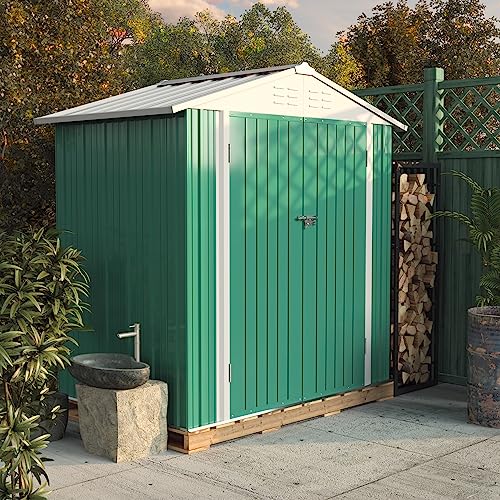 Greesum 5×3 FT Outdoor Storage Shed, Metal Storaged Sheds Without Floor, Tool Sheds with Lockable Doors and Sloping Roof for Garden, Patio, Backyard