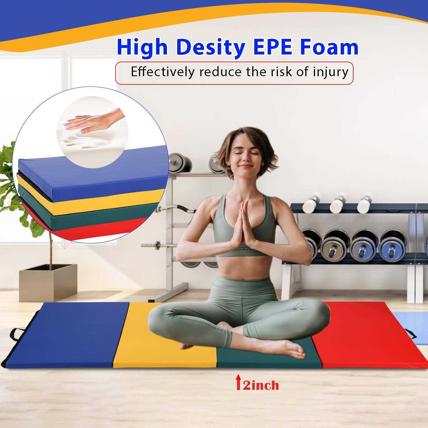 BestMassage Gymnastics Mat Exercise folding Panel Gymnastics Mat Gym Fitness Exercise Mat 4 - Sports Supplies Online Store