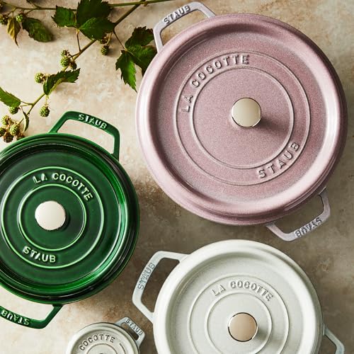 STAUB Cast Iron Dutch Oven 5.5-qt Round Cocotte, Made in France, Serves 5-6, Black Matte