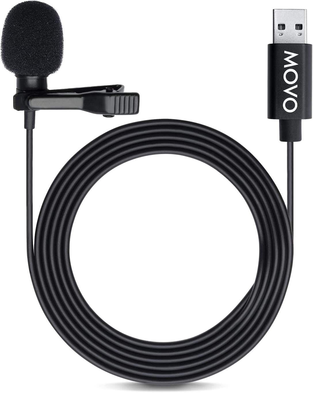 Movo M1 USB Lavalier Lapel Clip-on Omnidirectional Computer Microphone for Laptop, PC and Mac, Perfect Podcasting, Gaming
