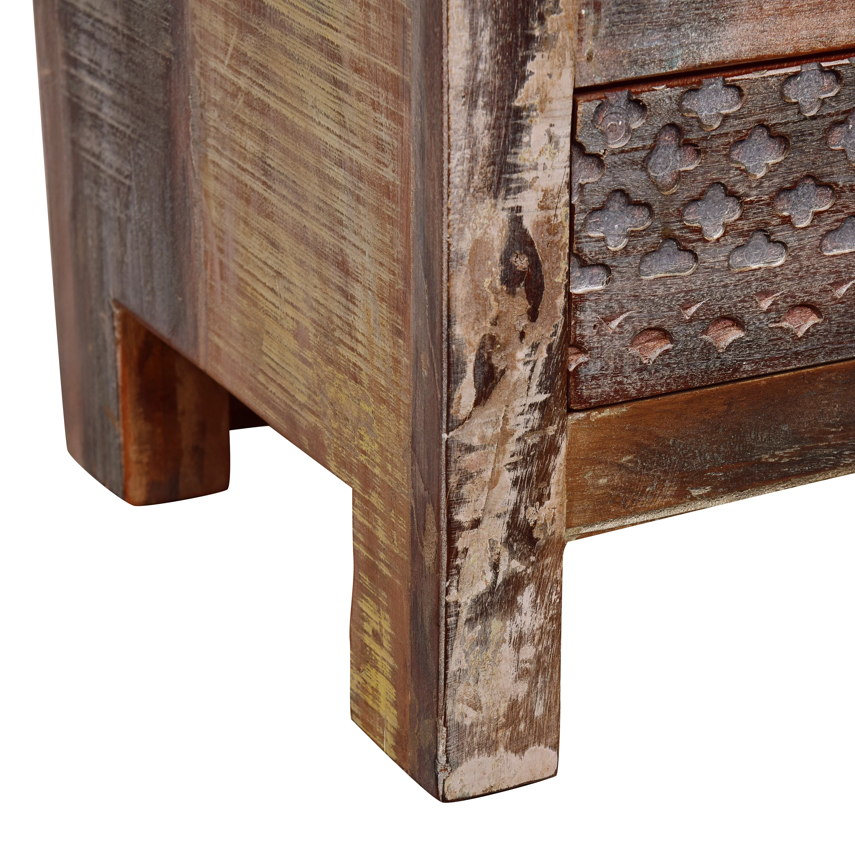 GDF Studio Willards Boho Handmade Wood 5 Drawer Chest, Multicolored and Natural