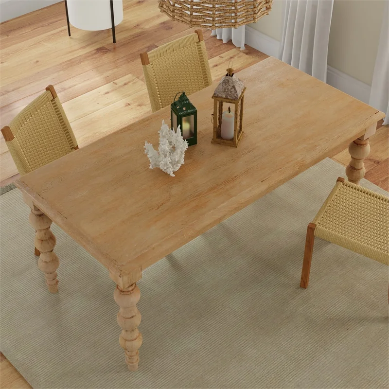 Casartis Living James 72" Rectangular Farmhouse Wood Dining Table in Natural