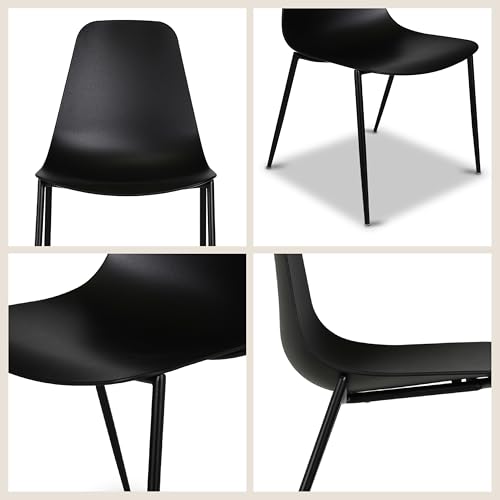 POLY & BARK Isla Modern Kitchen Chairs Set of 4 - Plastic Dining Chair with Metal Legs