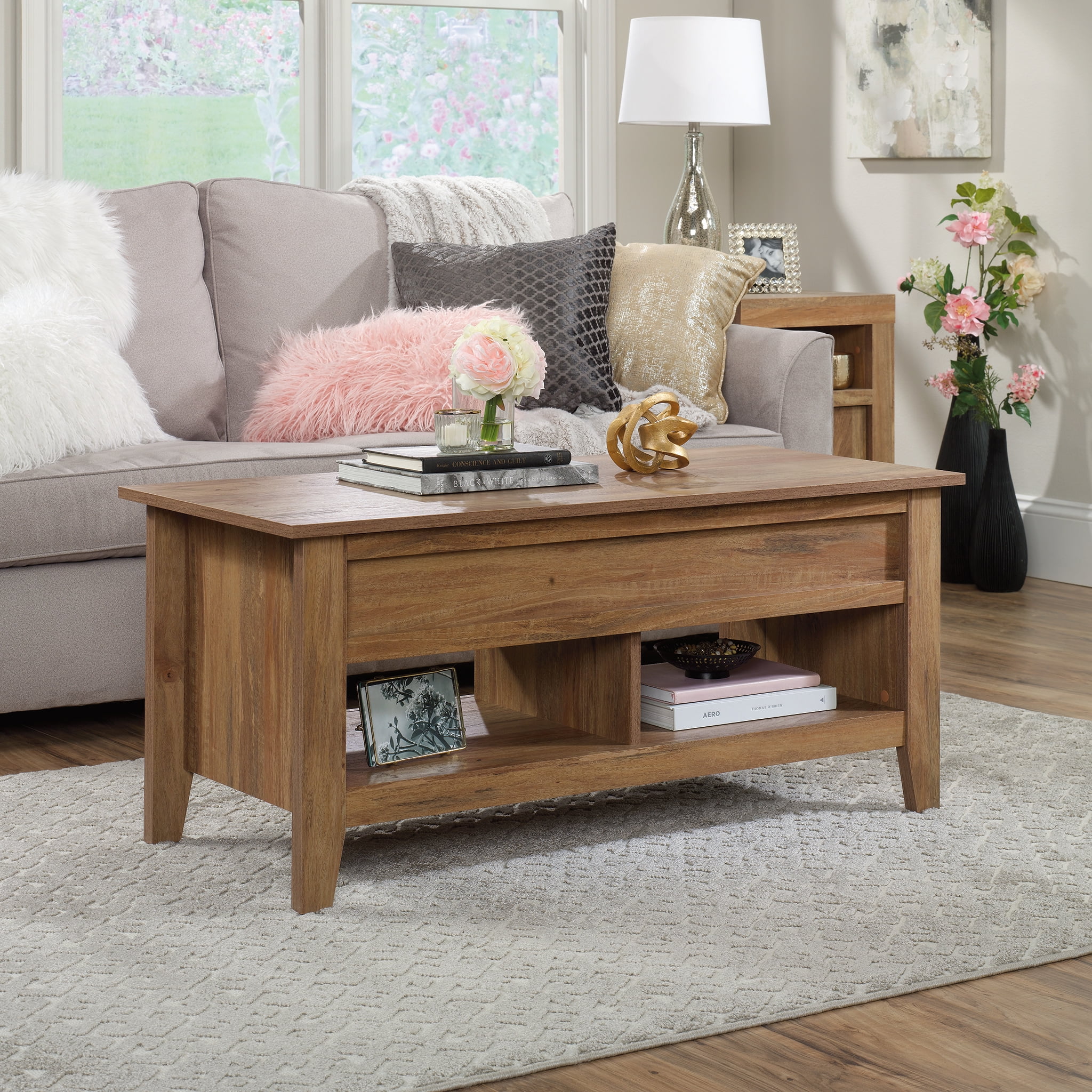 Sauder Dakota Pass Wood Lift-Top Coffee Table, Sindoori Mango Finish