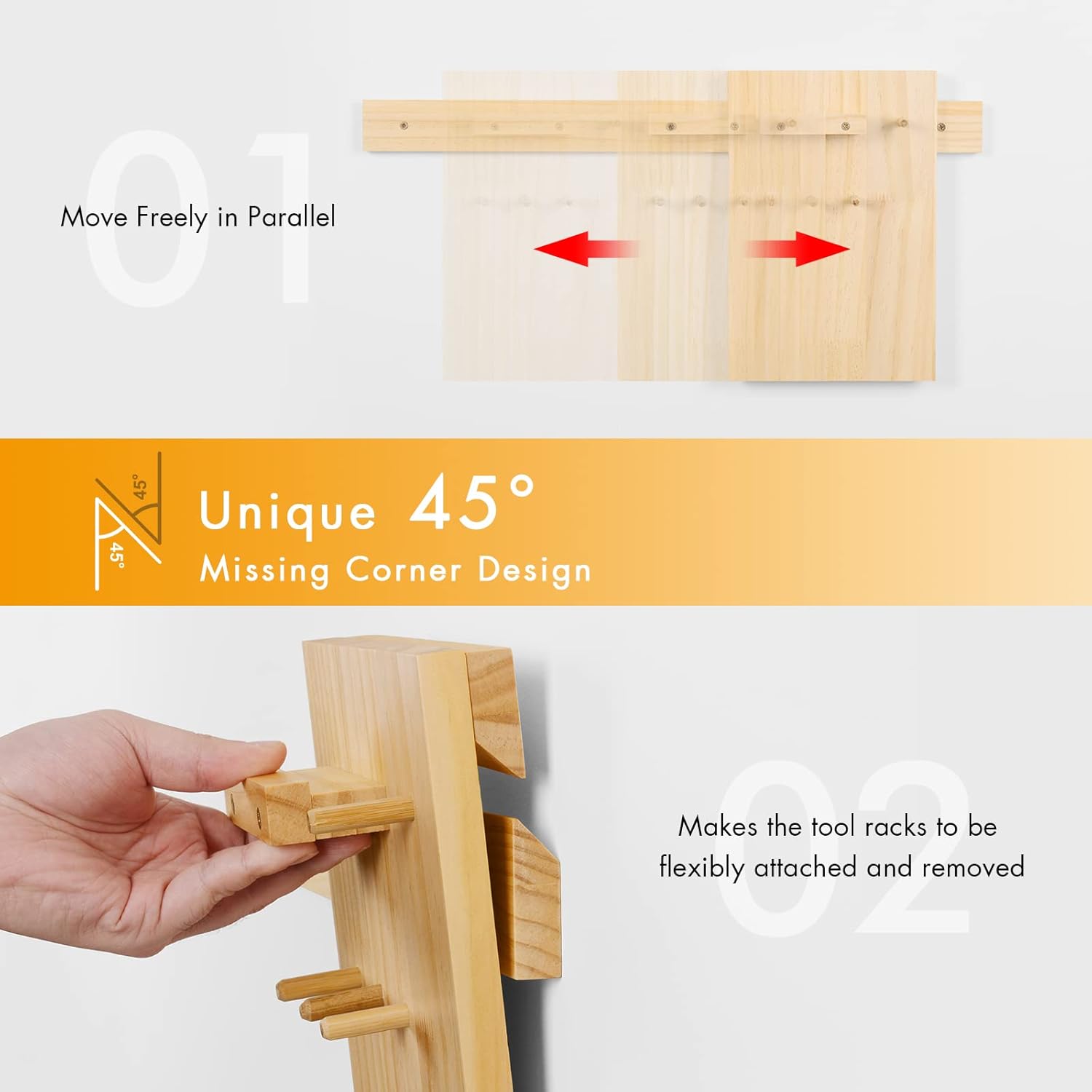 Ikkle Pine Pegboard Organizer Garage Wall Storage, Wood Panel Tool Organizer Kit Peg Board Panel with Power Tool Screwdriver  Holder for Workshop