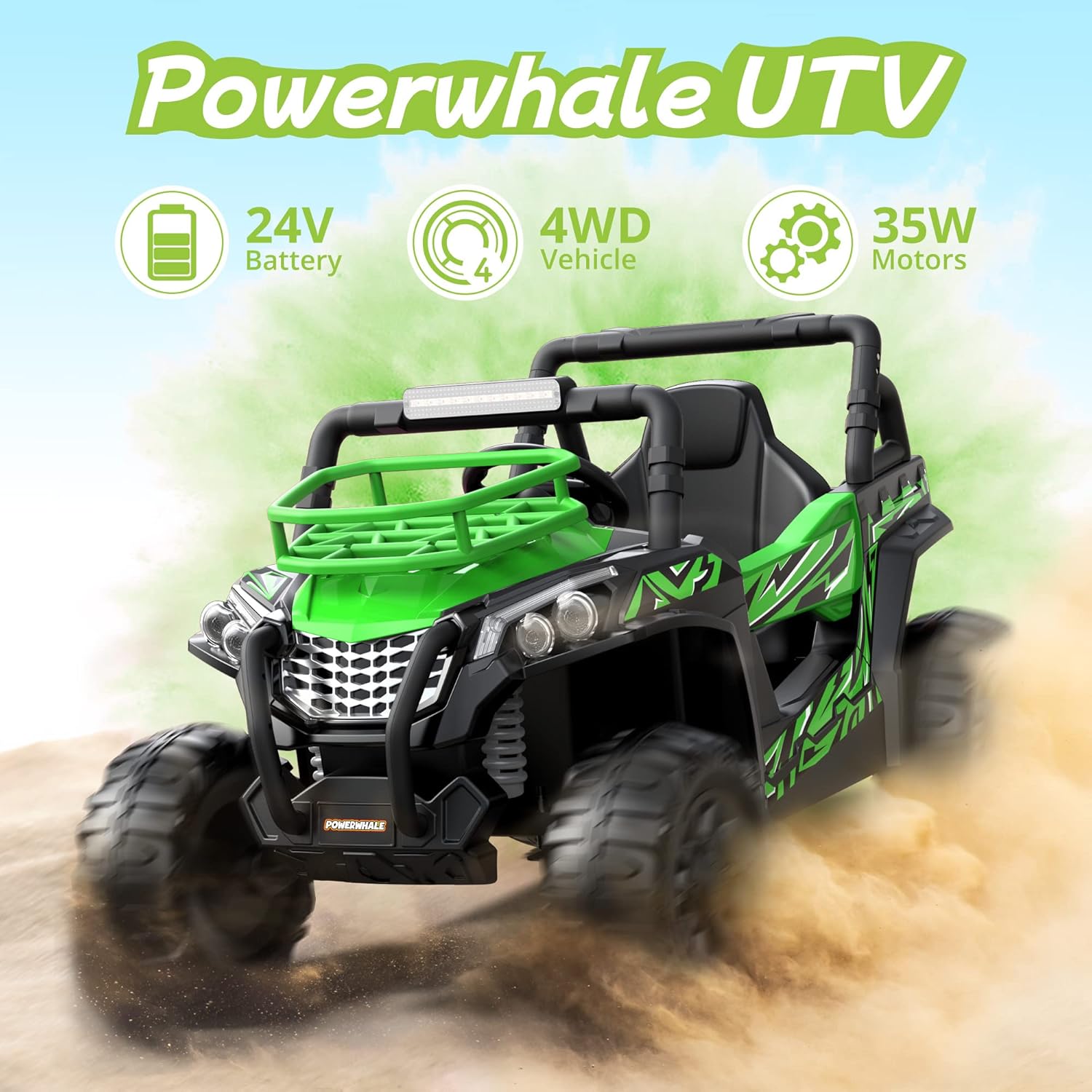 Ride On Car for Kids - 24V UTV Battery Powered Ride On Toys with Remote Control 4WD Kids Electric Car, 4.2Mph High Speed