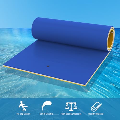 9/12/18 Ft Floating Water Mat – Heavy-Duty 3-Layer XPE Foam Pool Lake Floating Pad, Extra Large Capacity Water Lily Raft for Pool Parties, Beach