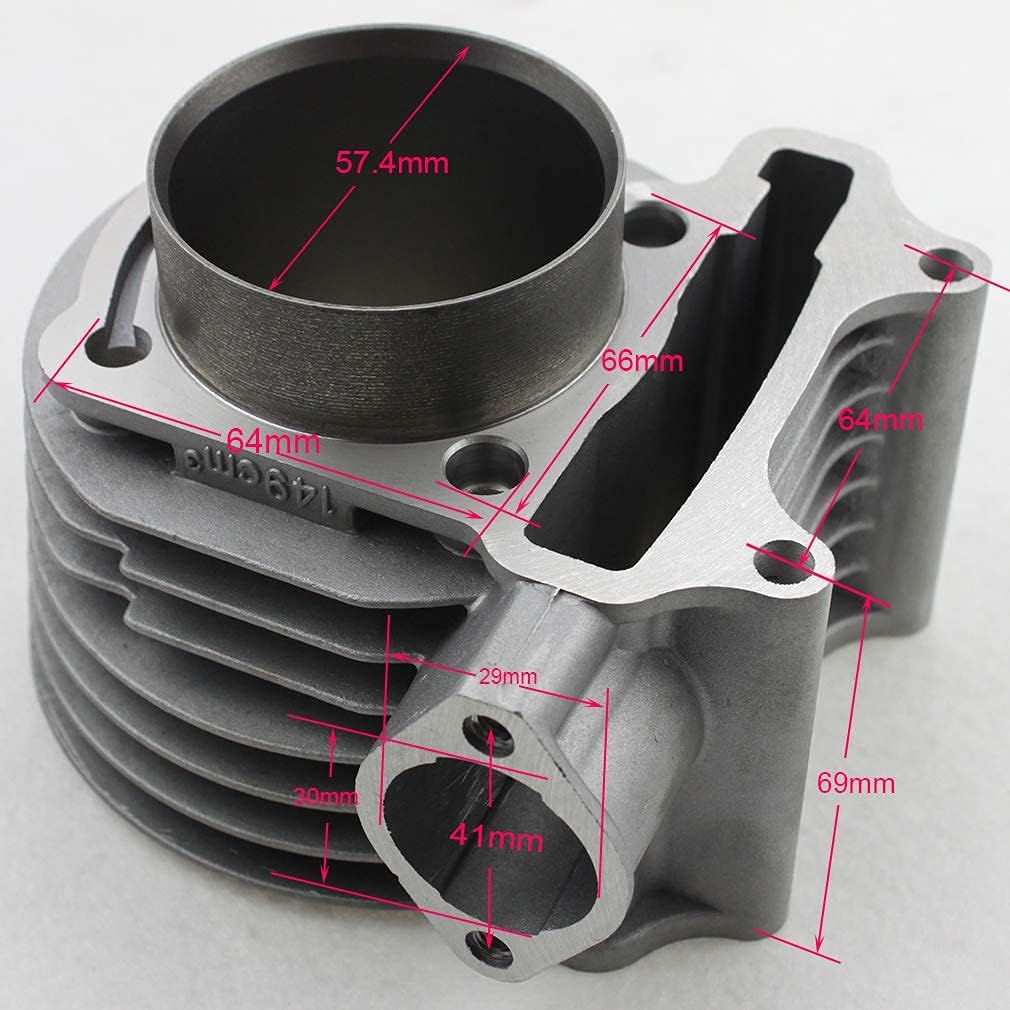 GOOFIT 57.4mm Bore Cylinder Kit 150cc Big Bore GY6 Engine Rebuild Kit Cylinder Head Chinese Scooter Pack of 2