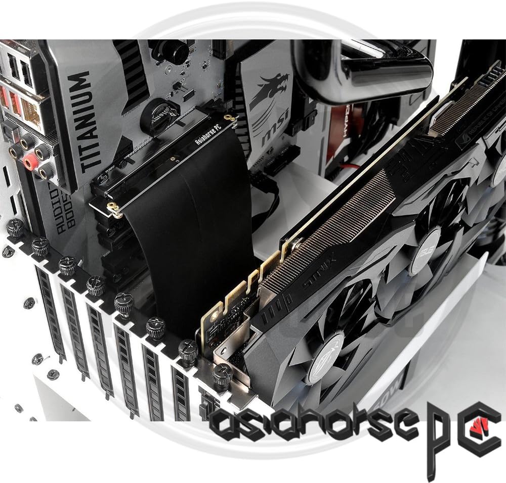 ASIAHORSE PCIE 4.0 16x Shielded Extreme High Speed Riser Cable with PCI Express Port for GPU Extension Card-Right Connector(20CM-90)