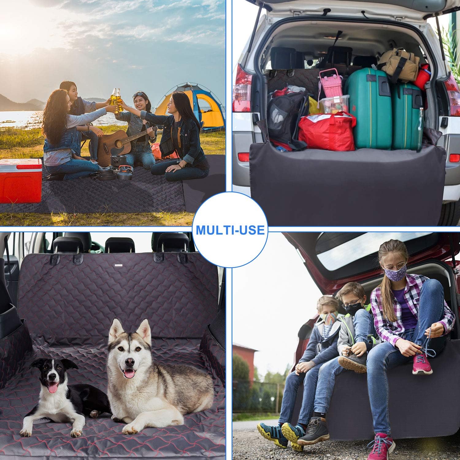 INKZOO SUV Cargo Liner for Dogs, Waterproof & Scratch Proof Pet Car Cargo Cover with Bumper Flap Protection for Dogs Cats