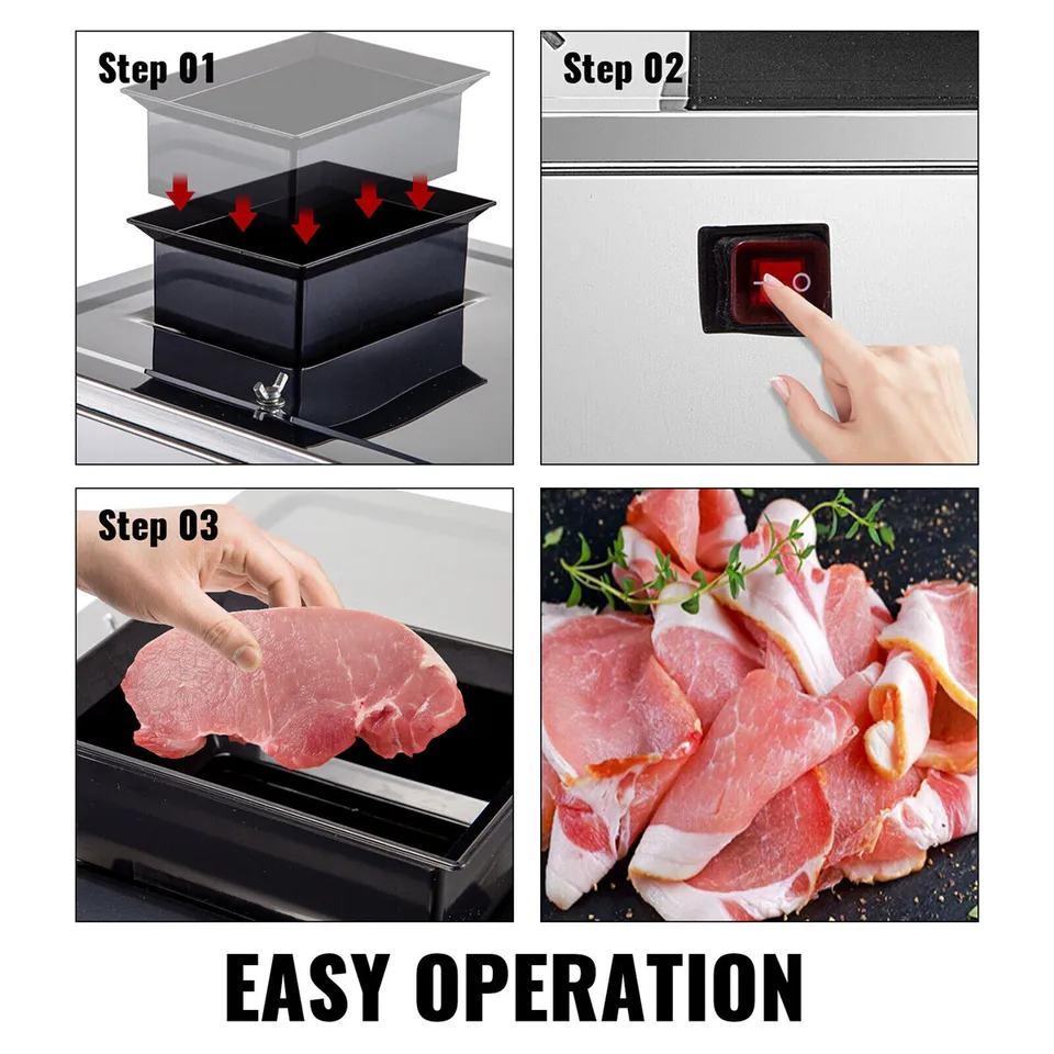 TOPCHANCES Upgraded Meat Cutter Machine, Commercial 2.5mm Electric Meat Slicer Shredded Cutting Machine, Stainless Steel 330lb/h