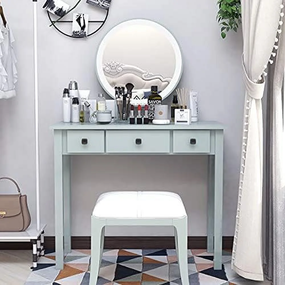 HJZBNONE Home Office Small Writing Desk with Drawers Bedroom  Study Table for Adults/Student  Vanity Makeup Dressing Table Save Space Gifts Green