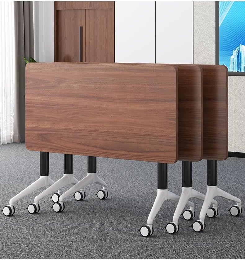 Conference Table Foldable Meeting Tables, Mobile Training Table with Wheels, Flip Top Rolling Seminar Meeting Table for Offices, Meeting Rooms