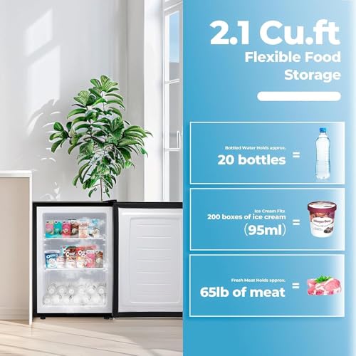3.0 Cu.ft Upright Freezer, Small Mini Freezer with Adjustable Thermostat, Removable Shelves, Reversible Single Door, for Bedroom/Home/Dorms/Apartment