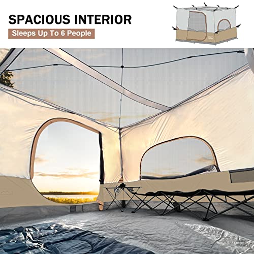 KAMPKEEPER Camping Inner Tent for Pop Up CanopyFully Vented Roof, Converts 10'x10' Straight Leg Canopy into Camping TentKhaki