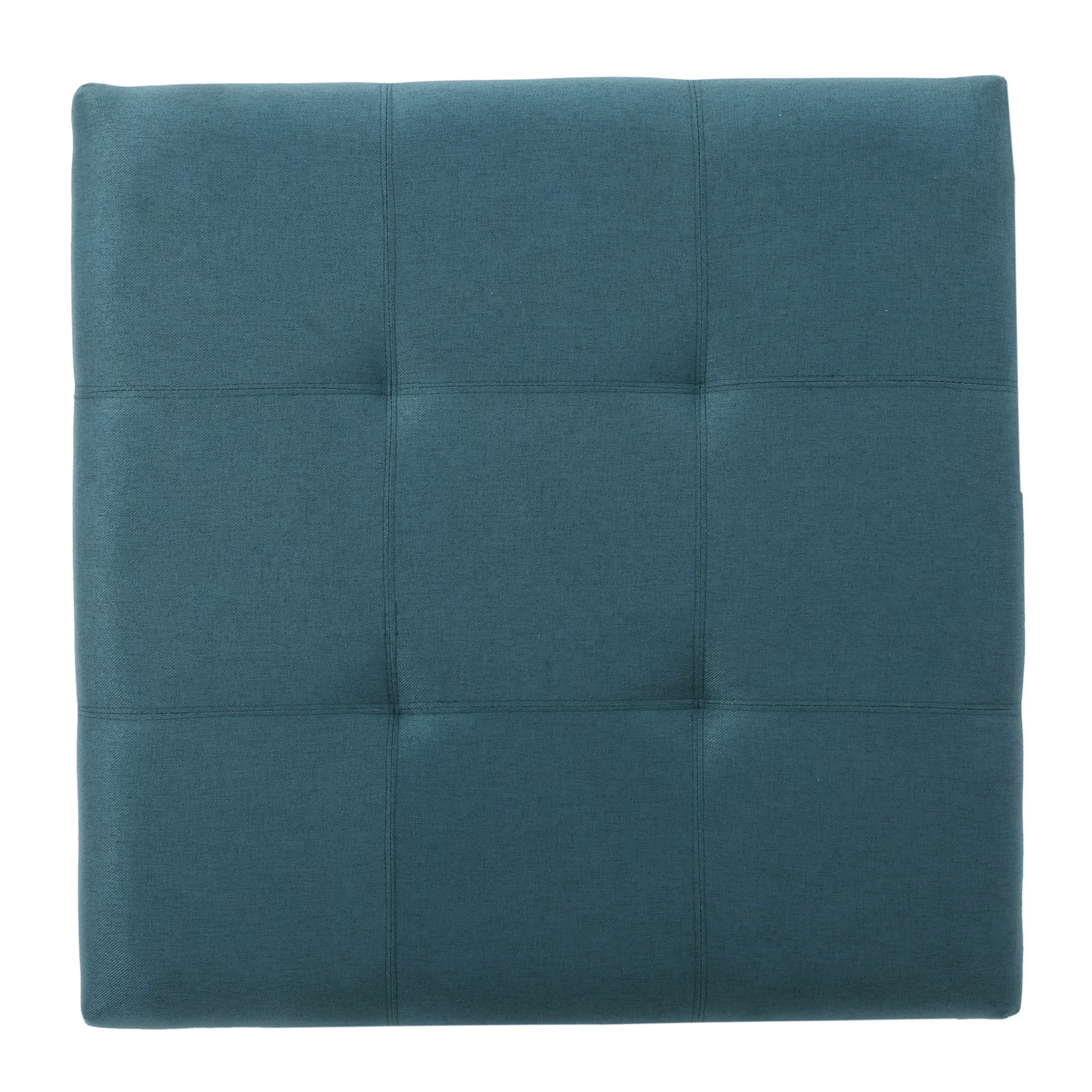 Noble House Lomita Dark Teal Fabric Storage Ottoman