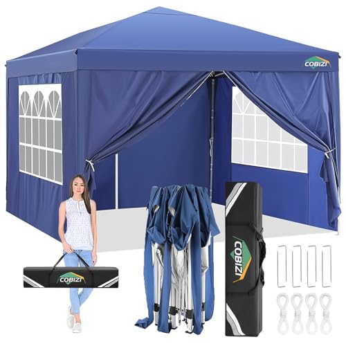 COBIZI 10x10 Pop up Canopy Tent Protable Canopy Tent with 4 Sidewalls Waterproof Commercial Instant Shelter for Parties, Wedding