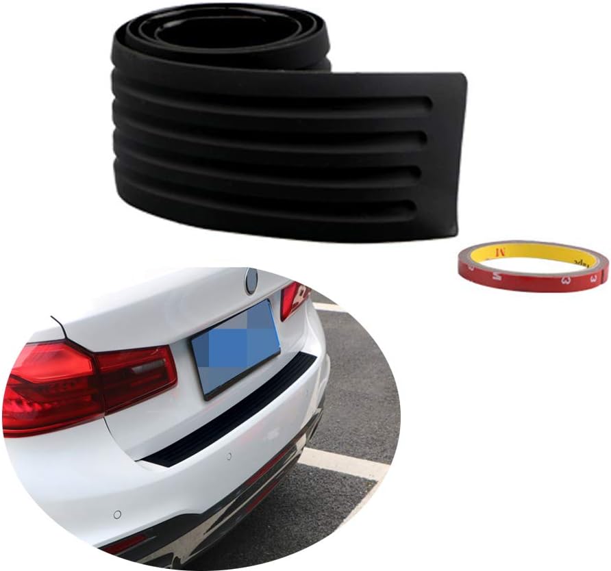 Rear Bumper Protector Guard Universal Black Rubber Scratch-Resistant Trunk Door Entry Guards Accessory Trim Cover for SUV/Cars(35.8Inch) Pack of 2