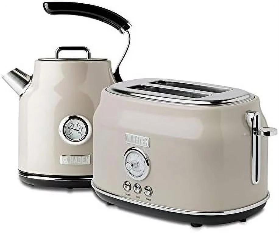 dorset wide slot stainless steel 2 slice toaster & dorset 1.7 liter stainless steel electric water kettle