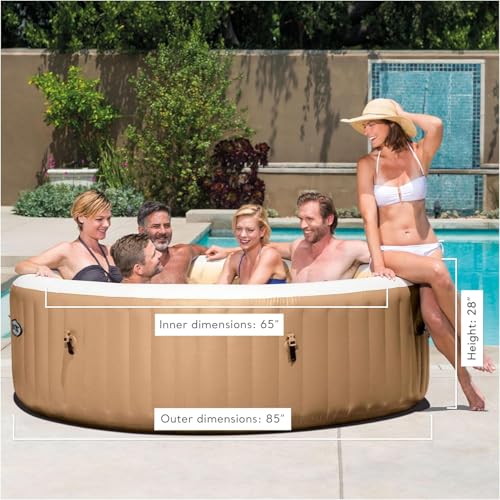 INTEX 28425EH PureSpa Bubble Massage Spa Set Outdoor Inflatable Portable Hot Tub, Includes Energy Efficient Spa Cover, Saltwater System Ready