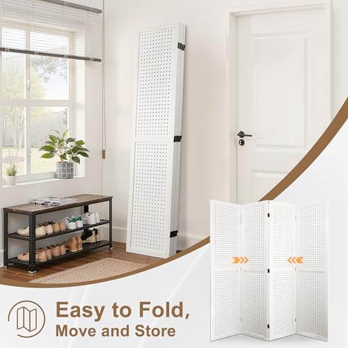 Osparple Room Divider with Shelves 6 Panel Wooden Folding Room Dividers Privacy Screen Wall Divider for Room Separation for Office and Apartment