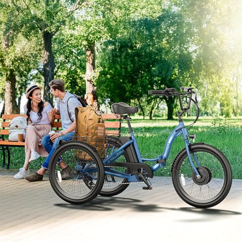 ANCHEER Electric Tricycle for Adults, Peak 600W Electric Trike, 24" 499Wh Folding 3 Wheel Ebike for Adults & Seniors, 15.5MPH & 55Miles Electric Bike